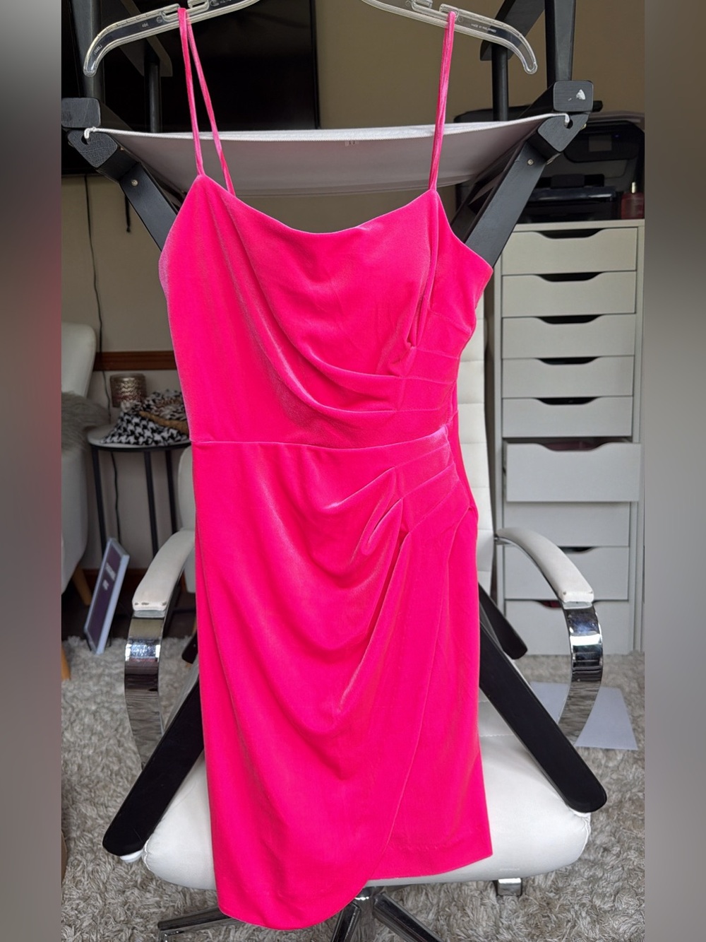 Betsy & Adam hot pink velour dress